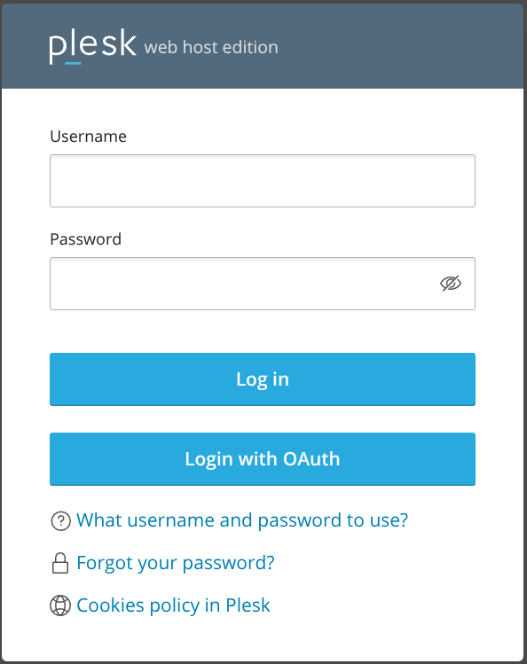 Plesk Login Page with OAuth Button